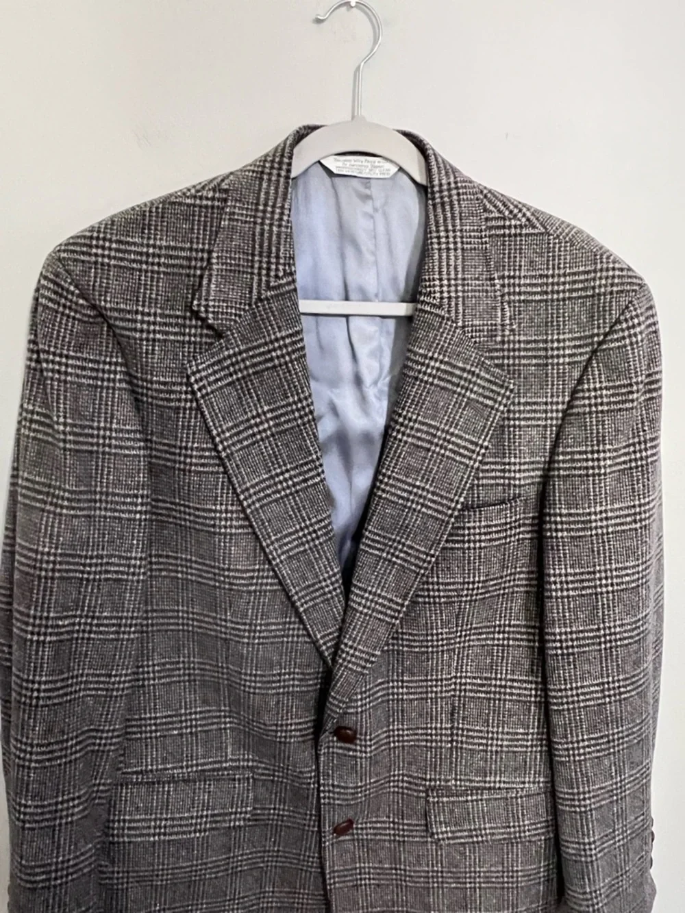 Vintage Lands End Direct Merchants Mens Glen Plaid Wool Camel Hair Blazer 41L